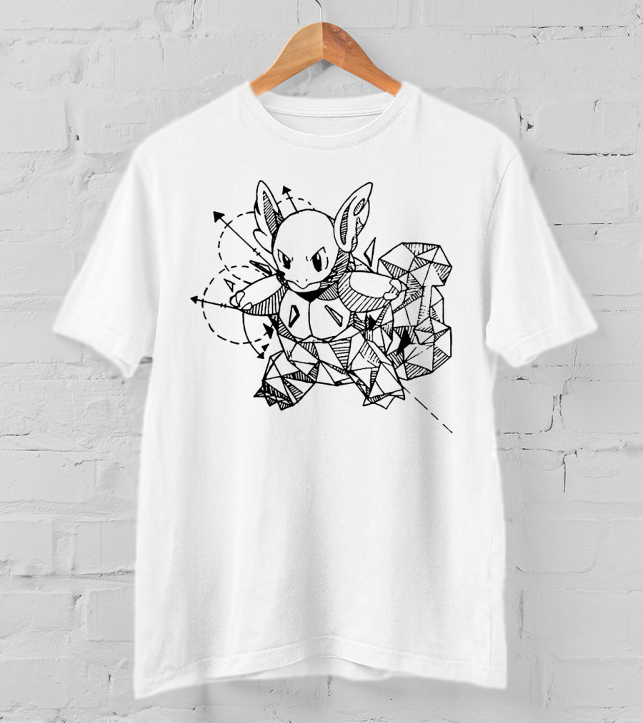 Geometric Pokemon Wartortle Sketch T-Shirt