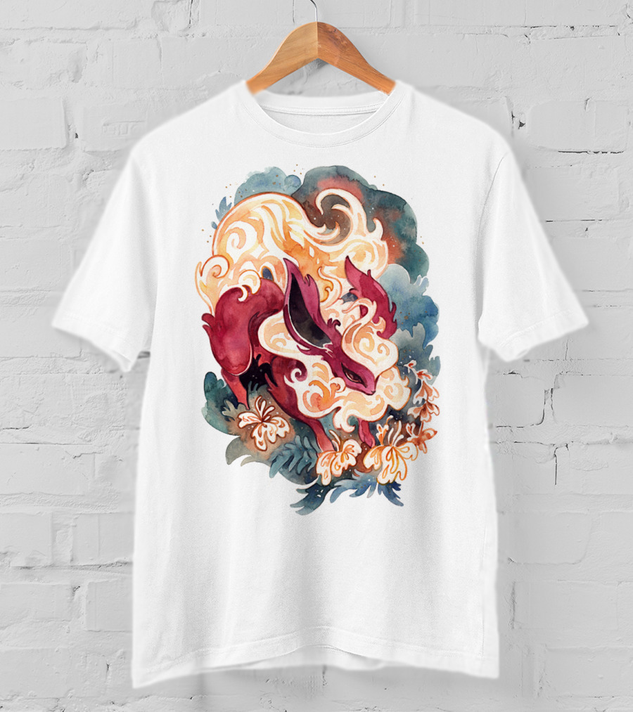 Watercolor Pokemon Flareon Smoke And Flames T-Shirt