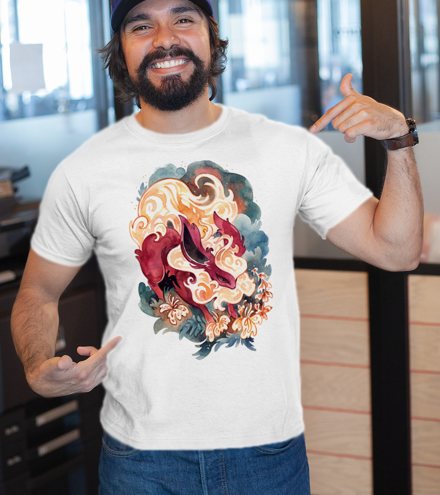 Watercolor Pokemon Flareon Smoke And Flames T-Shirt