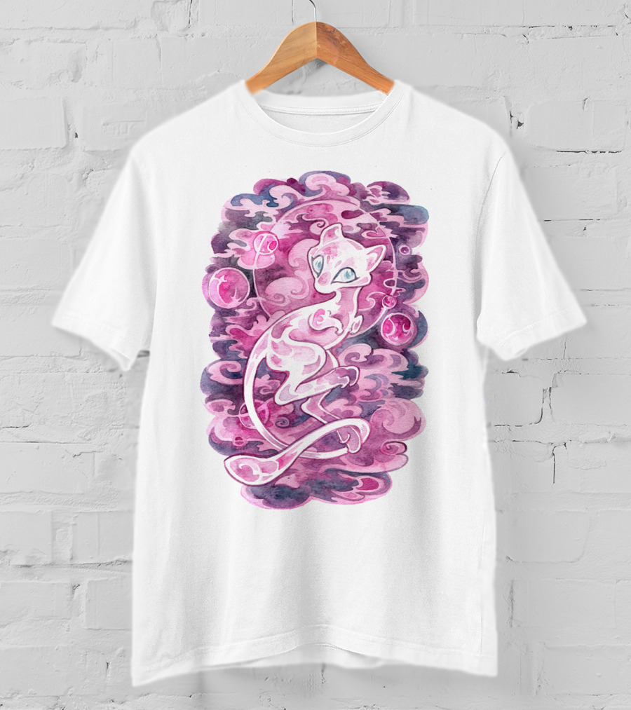 Watercolor Pokemon Mew Purple Swirls And Orbs T-Shirt