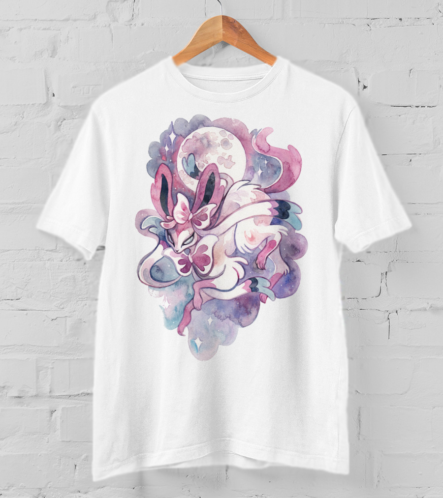 Watercolor Pokemon Sylveon Lunar Moonlight Pastel Fantasy T-Shirt