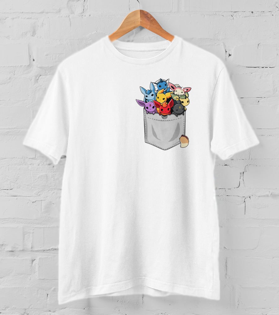 Eeveelution Pokemon Pocket Cute Character Collection T-Shirt