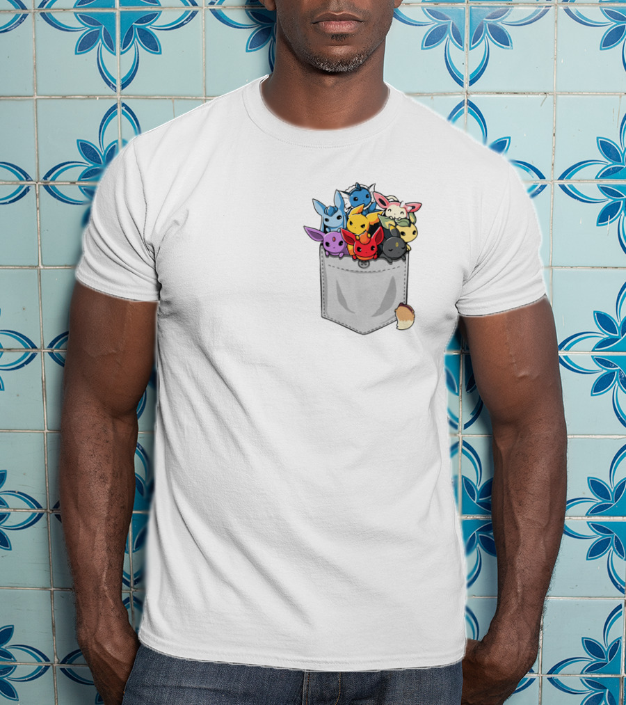 Eeveelution Pokemon Pocket Cute Character Collection T-Shirt
