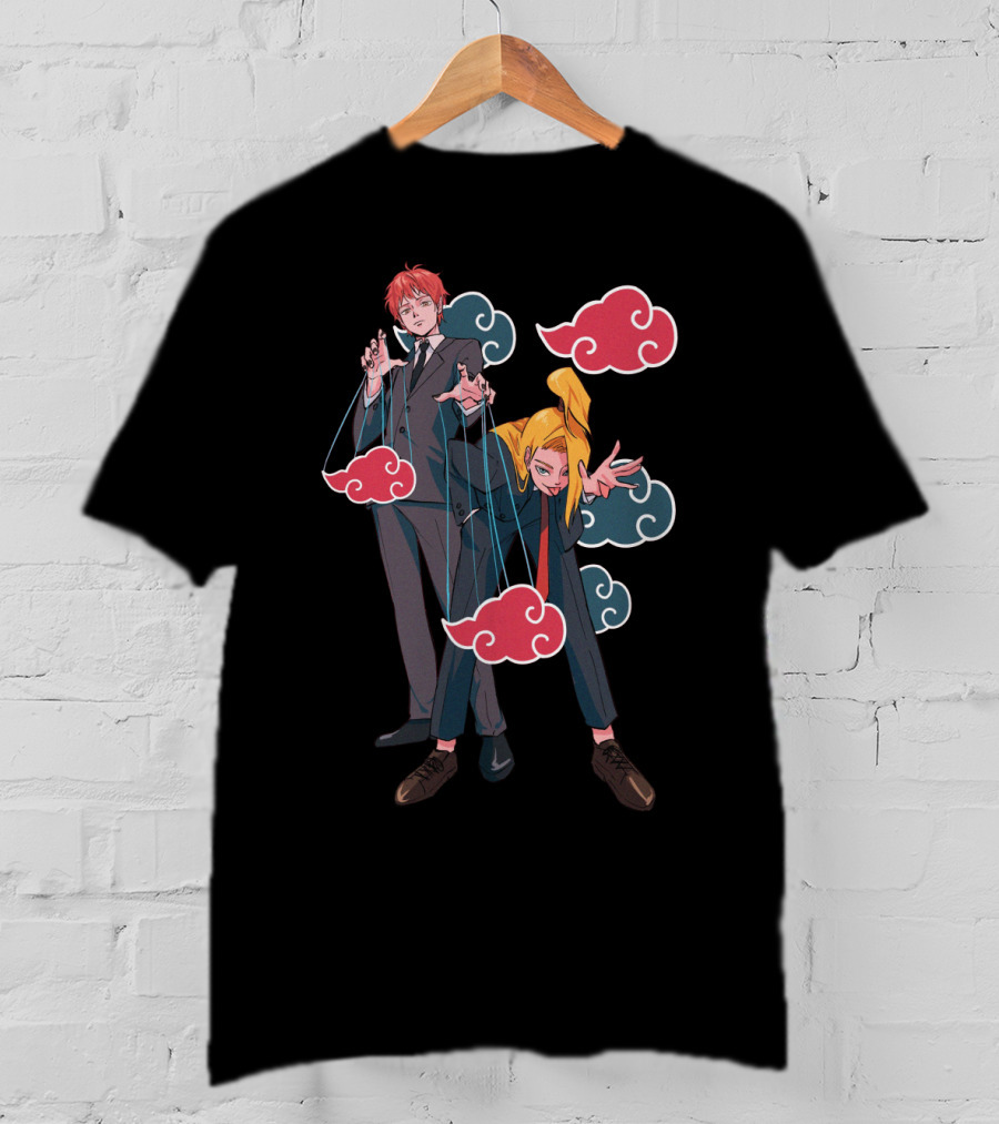 Deidara Sasori Akatsuki Puppet Masters With Clouds T-Shirt