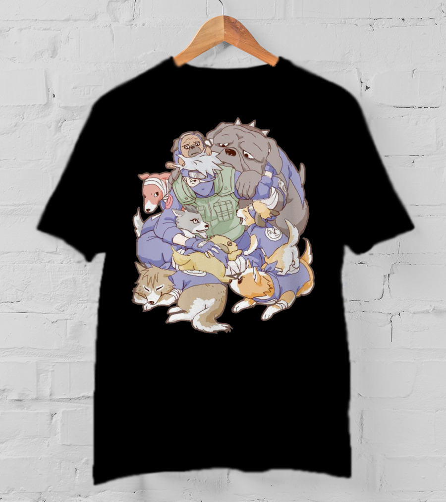 Kakashi Hatake Surrounded By Pack Of Ninken Dogs T-Shirt