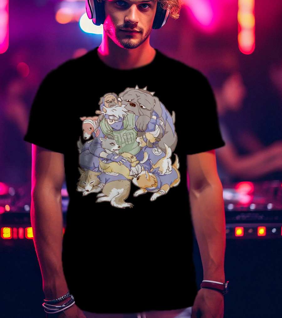 Kakashi Hatake Surrounded By Pack Of Ninken Dogs T-Shirt