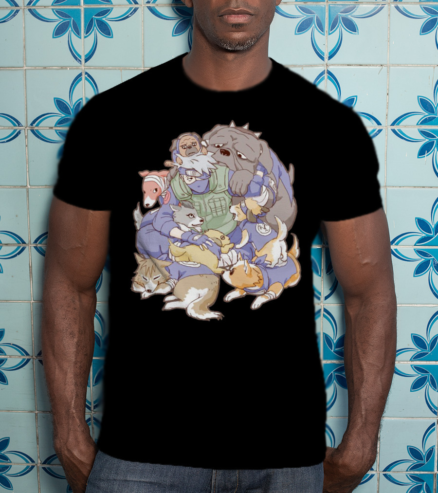 Kakashi Hatake Surrounded By Pack Of Ninken Dogs T-Shirt
