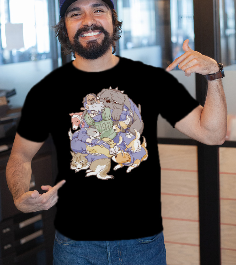 Kakashi Hatake Surrounded By Pack Of Ninken Dogs T-Shirt