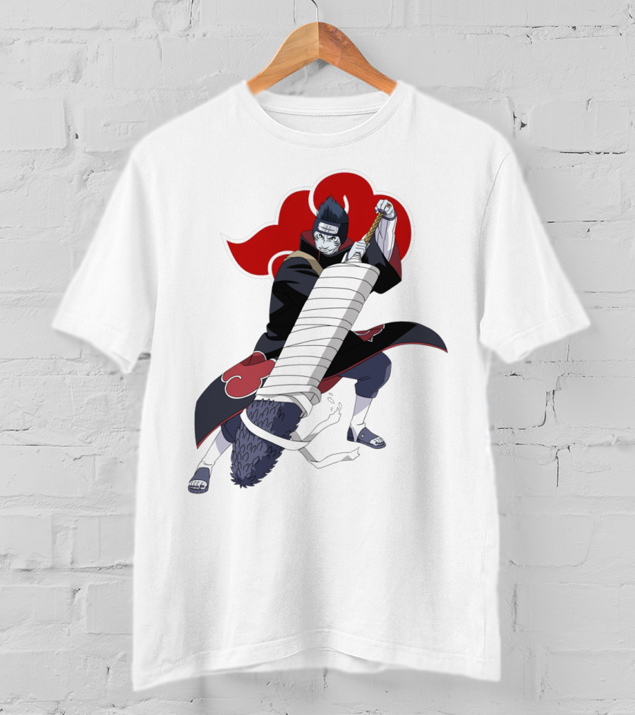 Kisame Hoshigaki Akatsuki Member Wielding Samehada With Red Cloud T-Shirt