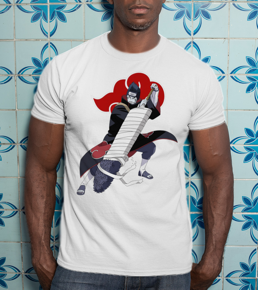 Kisame Hoshigaki Akatsuki Member Wielding Samehada With Red Cloud T-Shirt