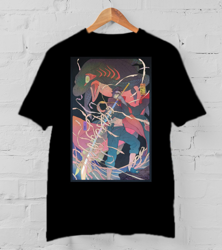 Kisame Sword Wielding Character With Giant Shark And Energy Swirls T-Shirt