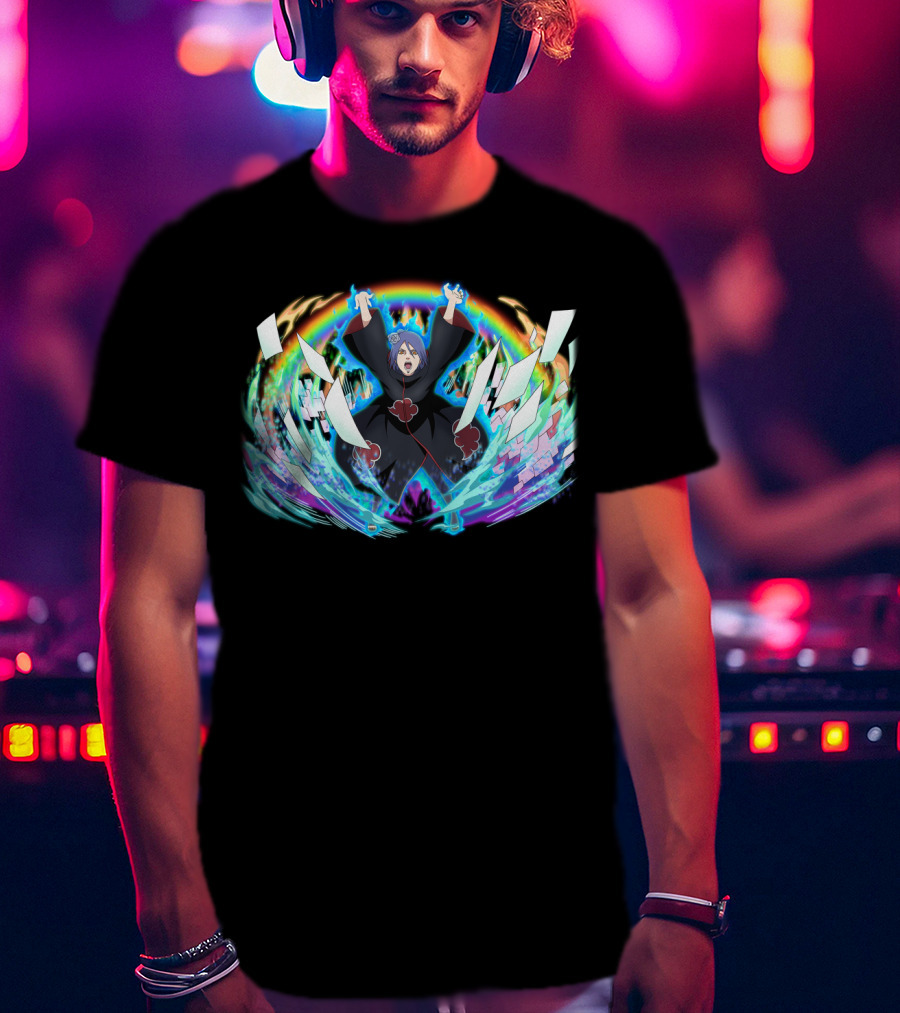 Konan Akatsuki Paper Jutsu Rainbow Energy Burst T-Shirt