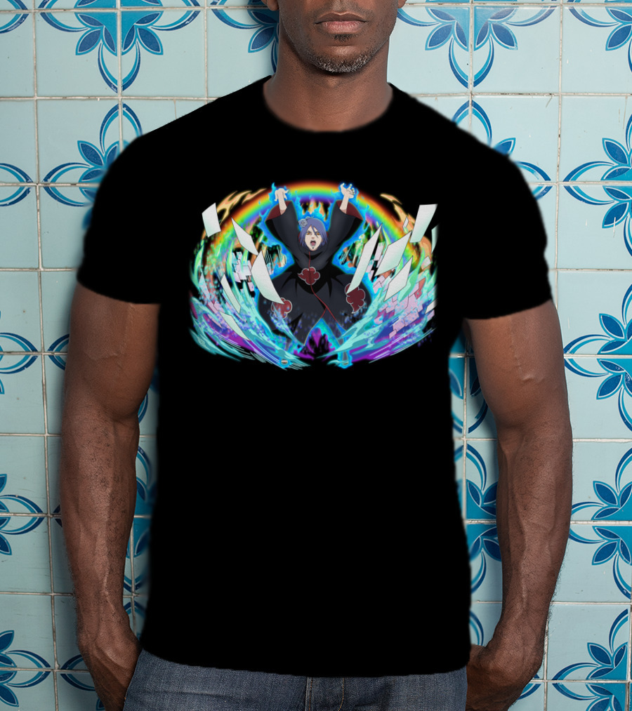 Konan Akatsuki Paper Jutsu Rainbow Energy Burst T-Shirt