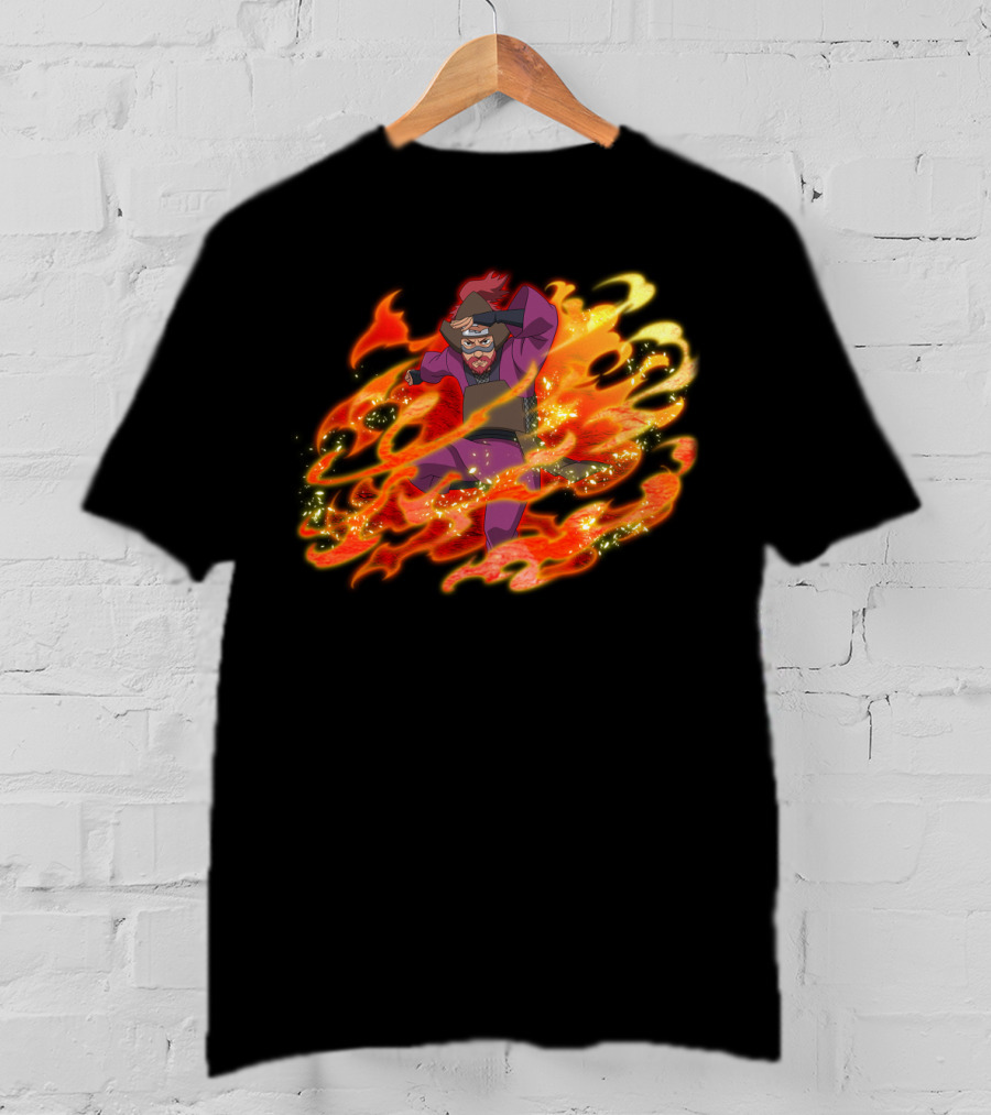 Roshi Fire Aura Anime Character Red And Purple T-Shirt