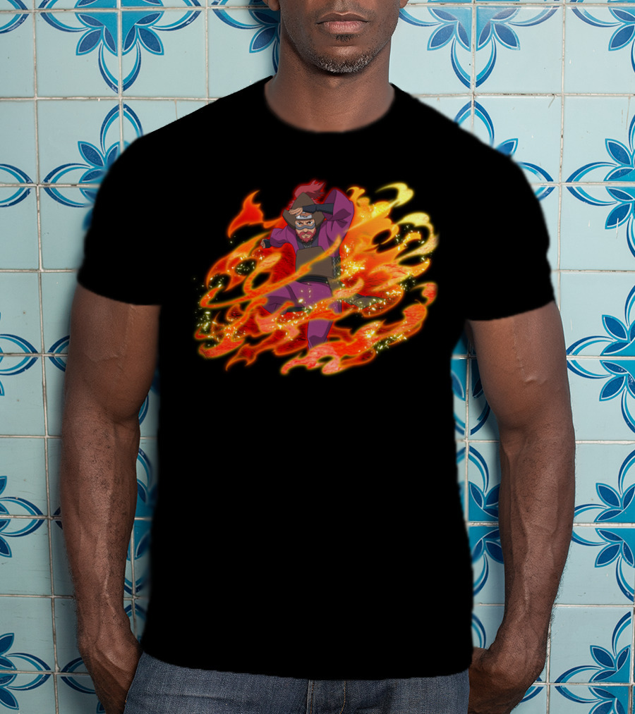 Roshi Fire Aura Anime Character Red And Purple T-Shirt