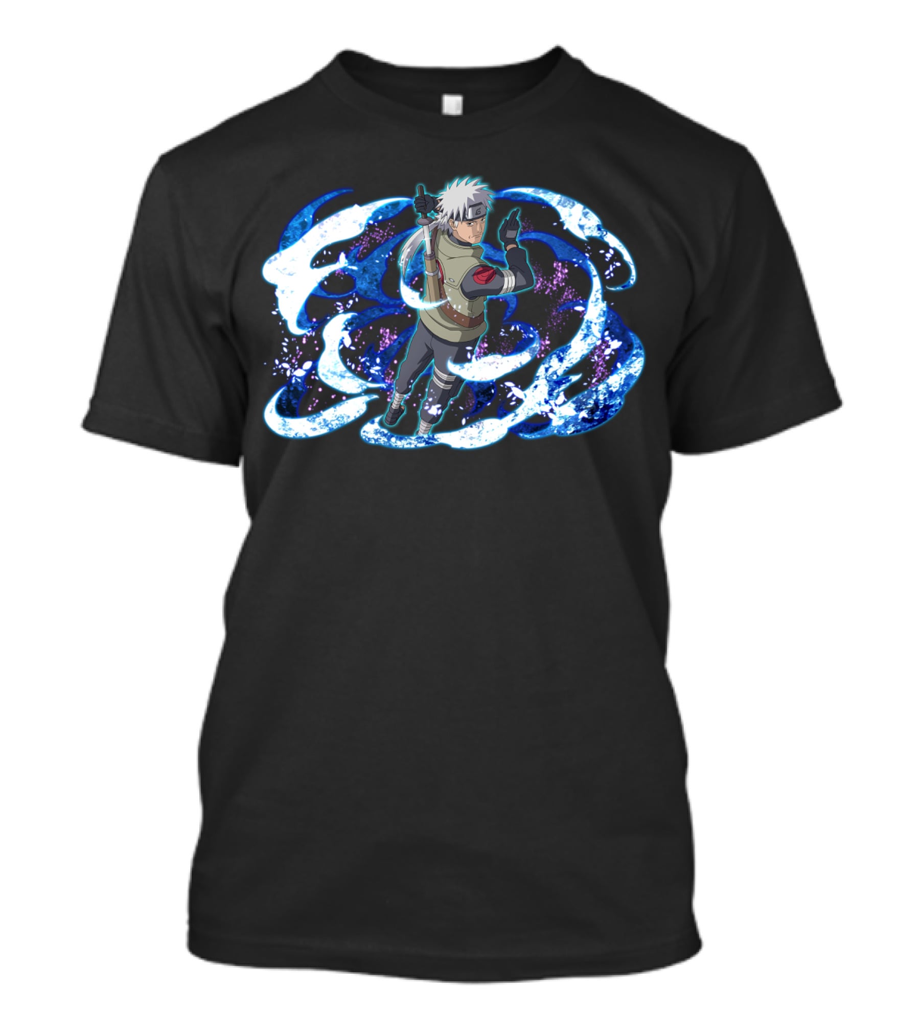 Sakumo Hatake White Fang Anime Character With Ninja Aura And Sword T-Shirt