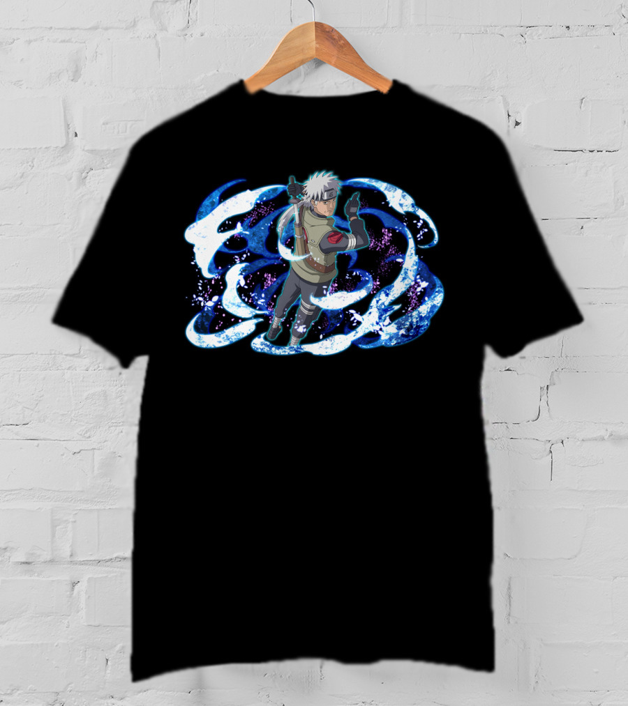Sakumo Hatake White Fang Anime Character With Ninja Aura And Sword T-Shirt