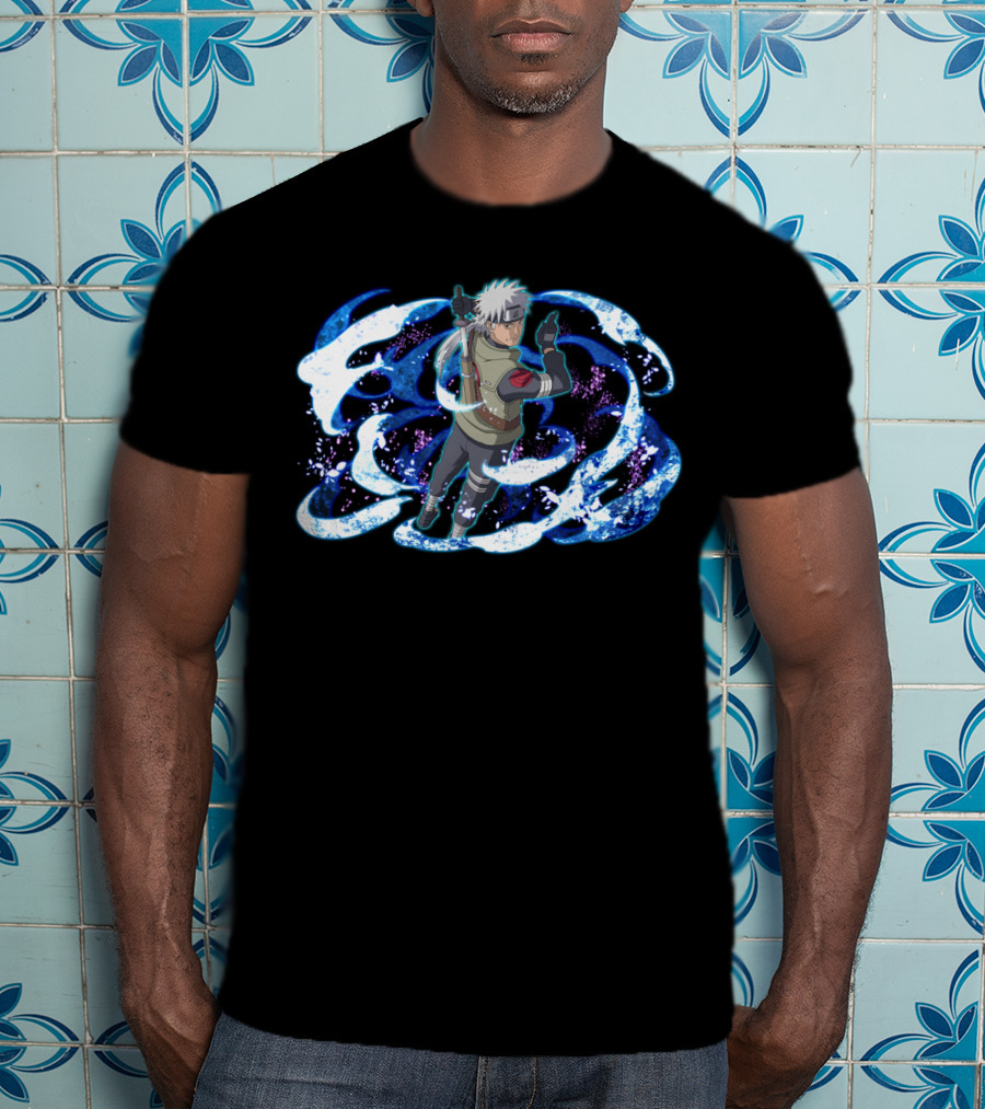 Sakumo Hatake White Fang Anime Character With Ninja Aura And Sword T-Shirt