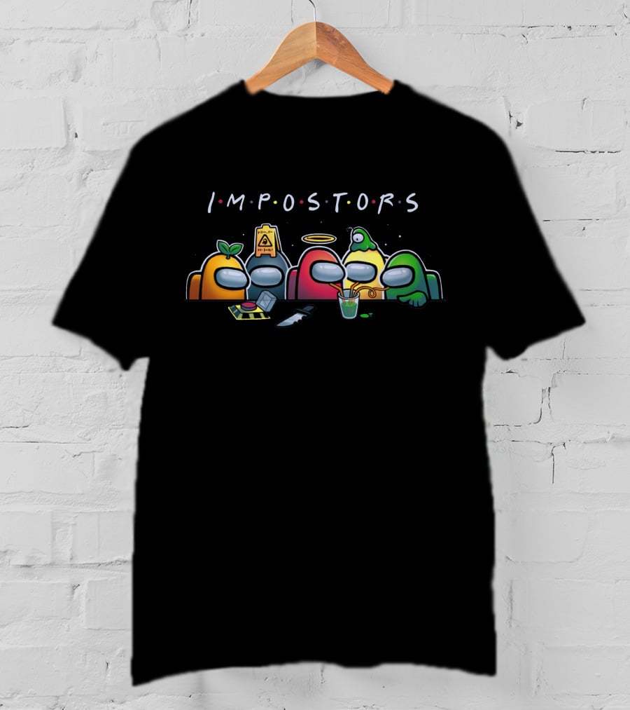 Among Us Impostors Friends Table Scene With Playing Characters T-Shirt