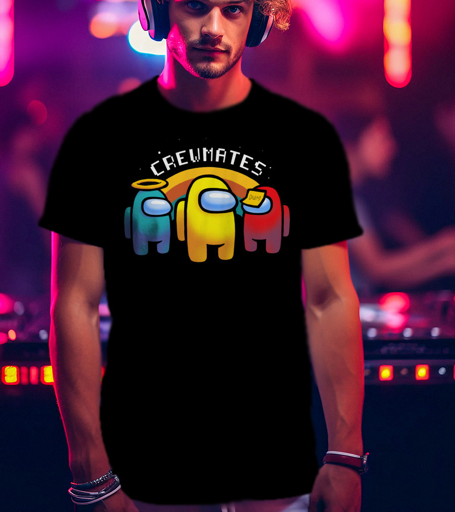 Crewmates Among Us Impostors Dumb Note Halo Rainbow T-Shirt