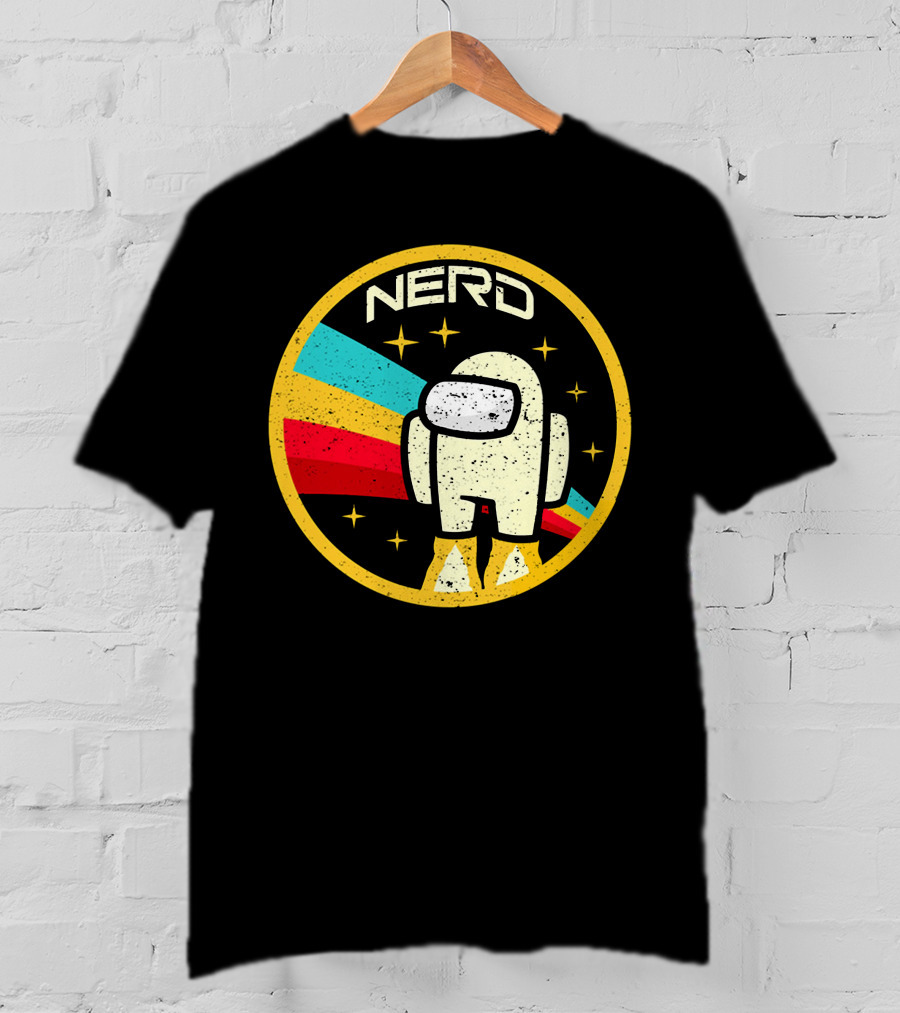 Nerd Among Us Impostors Retro Astronaut Stars T-Shirt