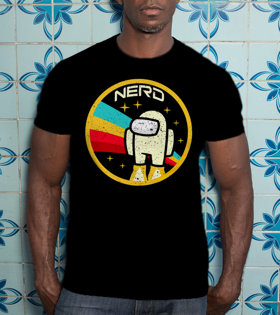 Nerd Among Us Impostors Retro Astronaut Stars T-Shirt