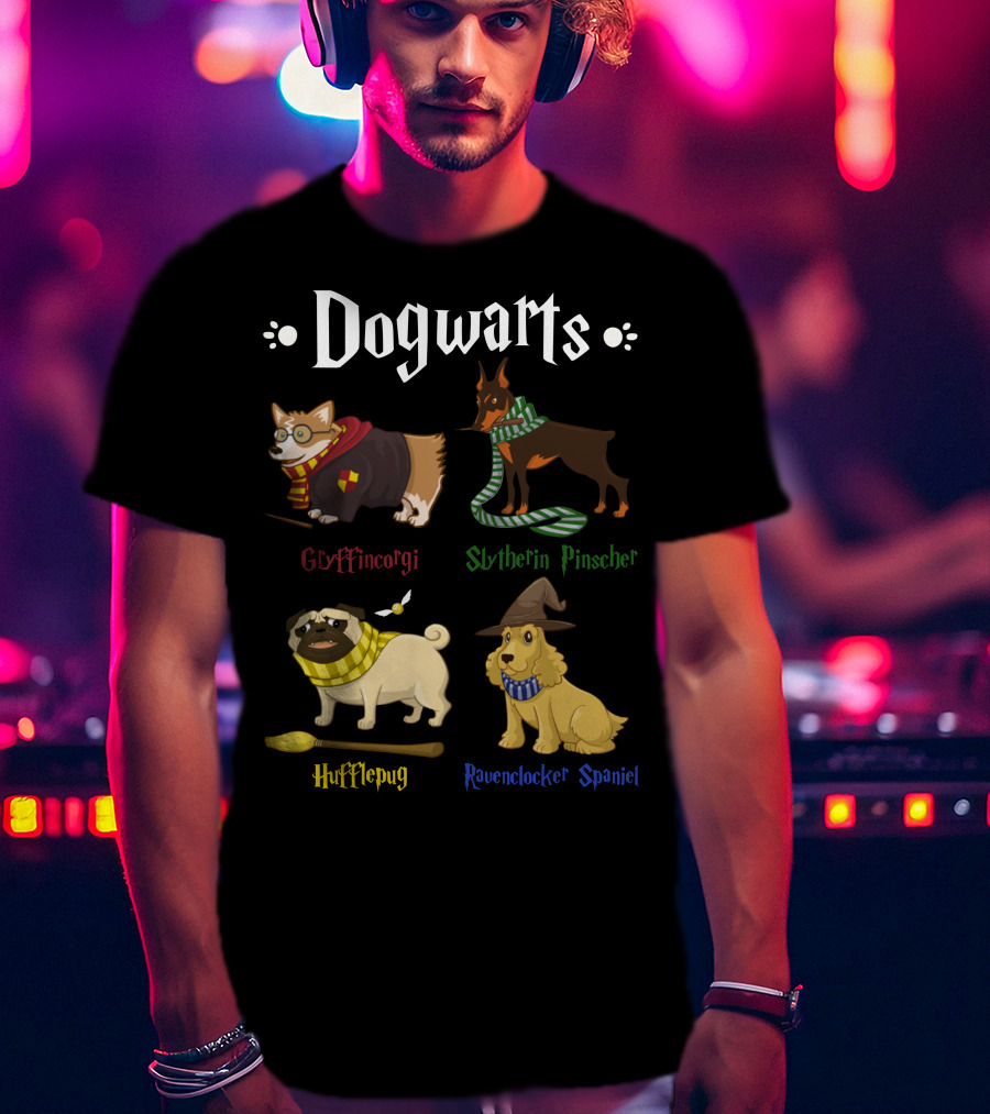 Dogwarts Gryffincorgi Slytherin Pinscher Hufflepug Ravenclawker Spaniel T-Shirt