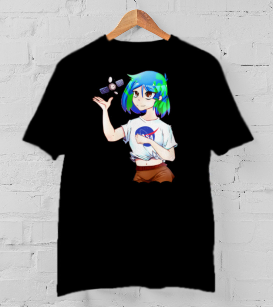 Nasa Back To School Anime Character Featuring Earth Girl And Satellite T-Shirt