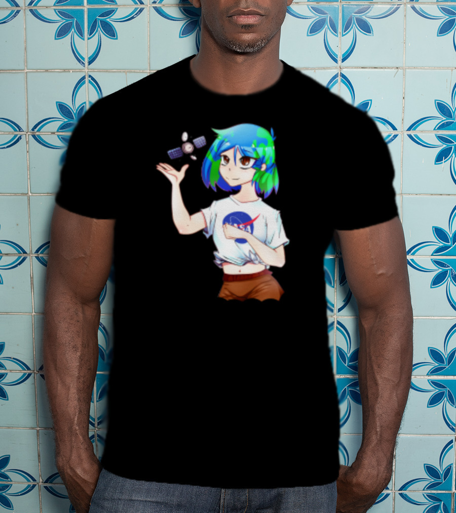 Nasa Back To School Anime Character Featuring Earth Girl And Satellite T-Shirt