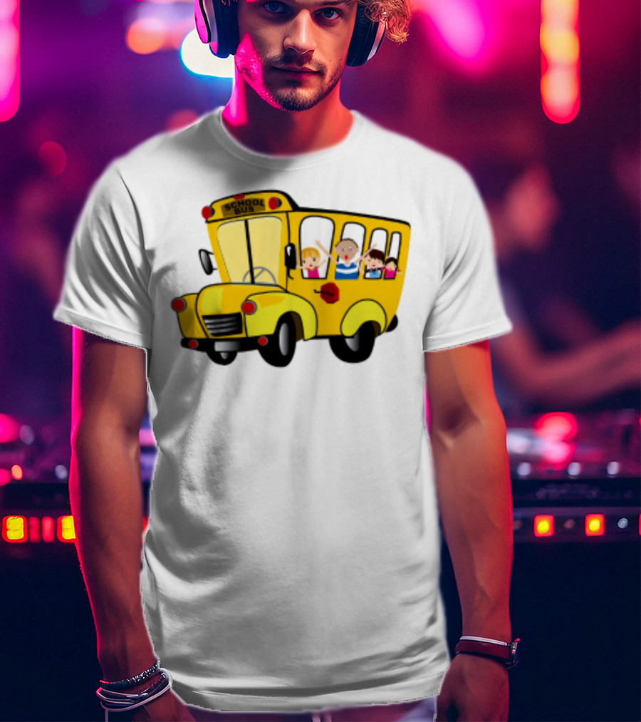 Cheerful School Bus Ride Back To School With Kids T-Shirt