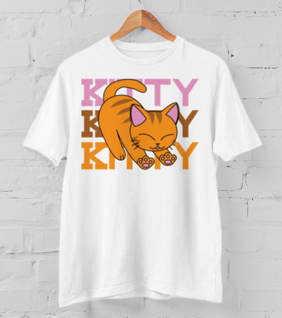 Kitty Kitty Playful Ginger Cat Illustration With Pastel Text T-Shirt