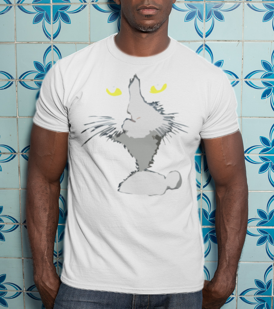 Intriguing Kitty Cats Illustration With Expressive Whiskers And Bright Eyes T-Shirt