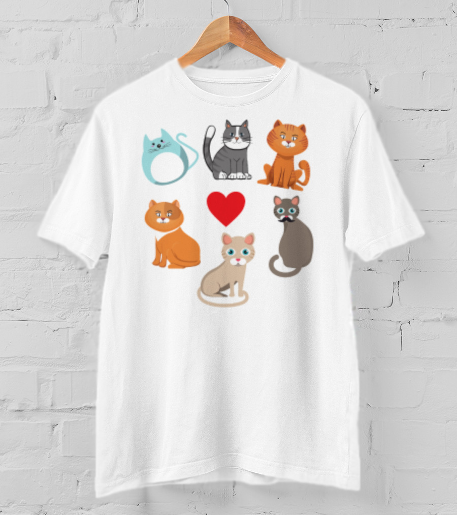 Nice Kitty Love Adorable Cats And Heart T-Shirt