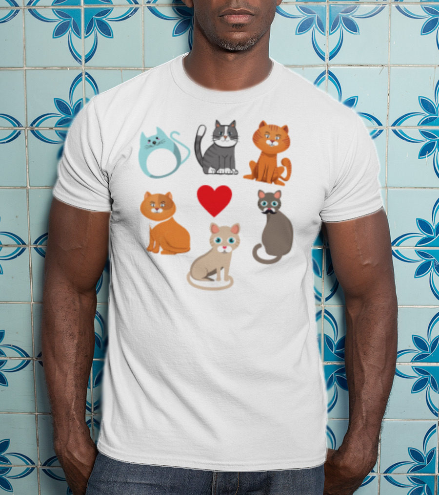 Nice Kitty Love Adorable Cats And Heart T-Shirt