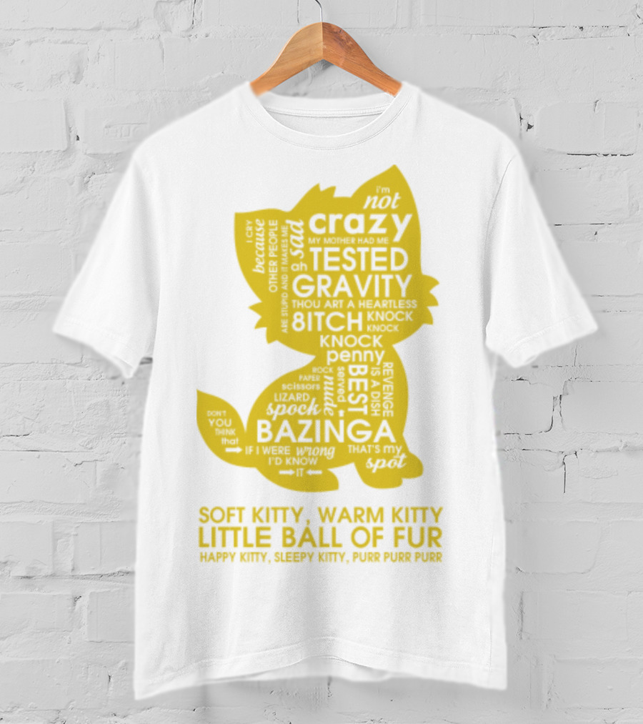 Soft Kitty, Warm Kitty, Crazy Kitty, Tested Gravity, Bazinga Little Ball Of Fur T-Shirt