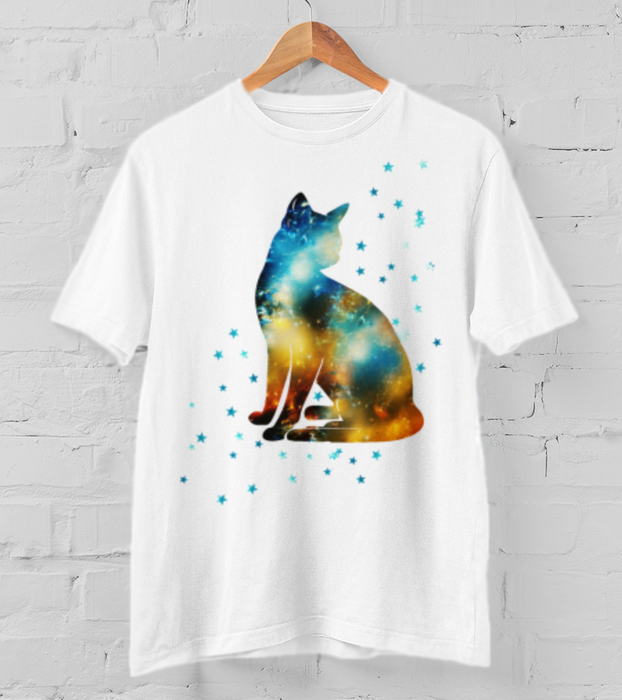 Galaxy Kitty Celestial Cat With Cosmic Stars T-Shirt