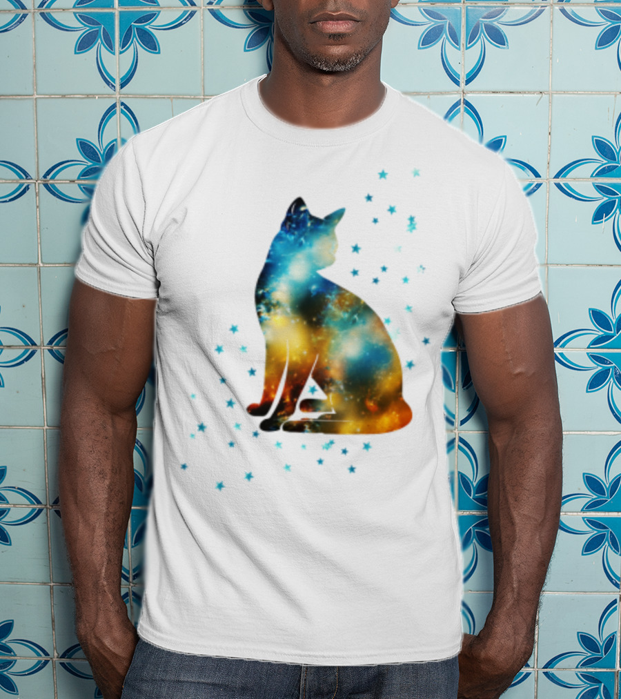 Galaxy Kitty Celestial Cat With Cosmic Stars T-Shirt