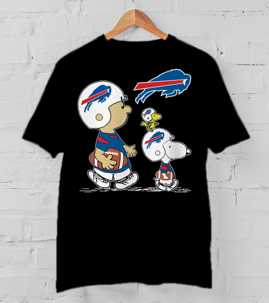 Buffalo Bills Christmas Peanuts Characters Football Helmets T-Shirt