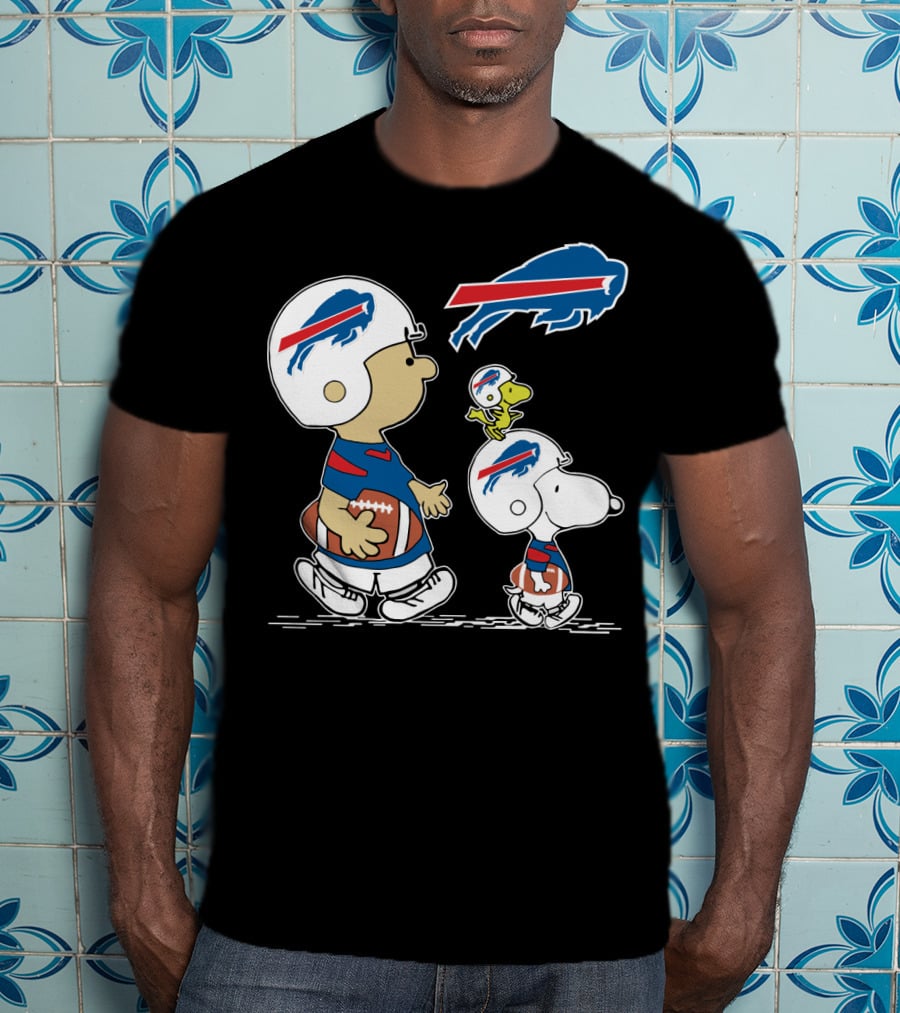 Buffalo Bills Christmas Peanuts Characters Football Helmets T-Shirt