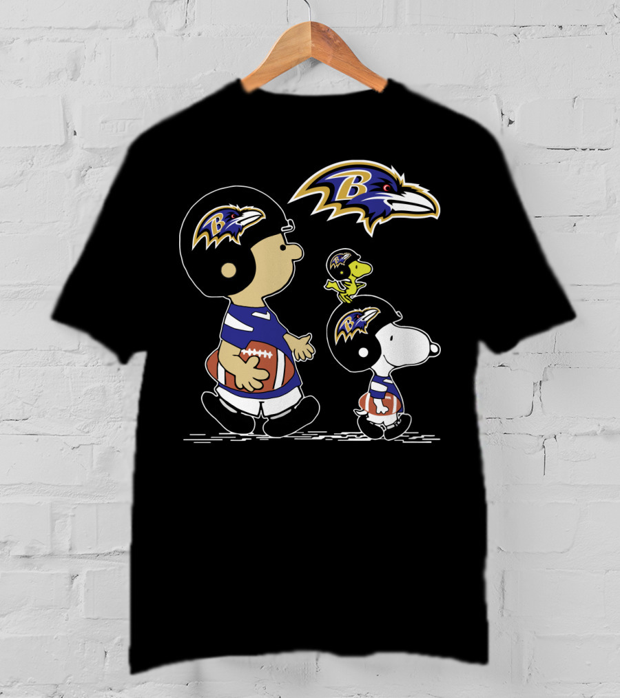 Baltimore Ravens Peanuts Christmas Football Characters T-Shirt