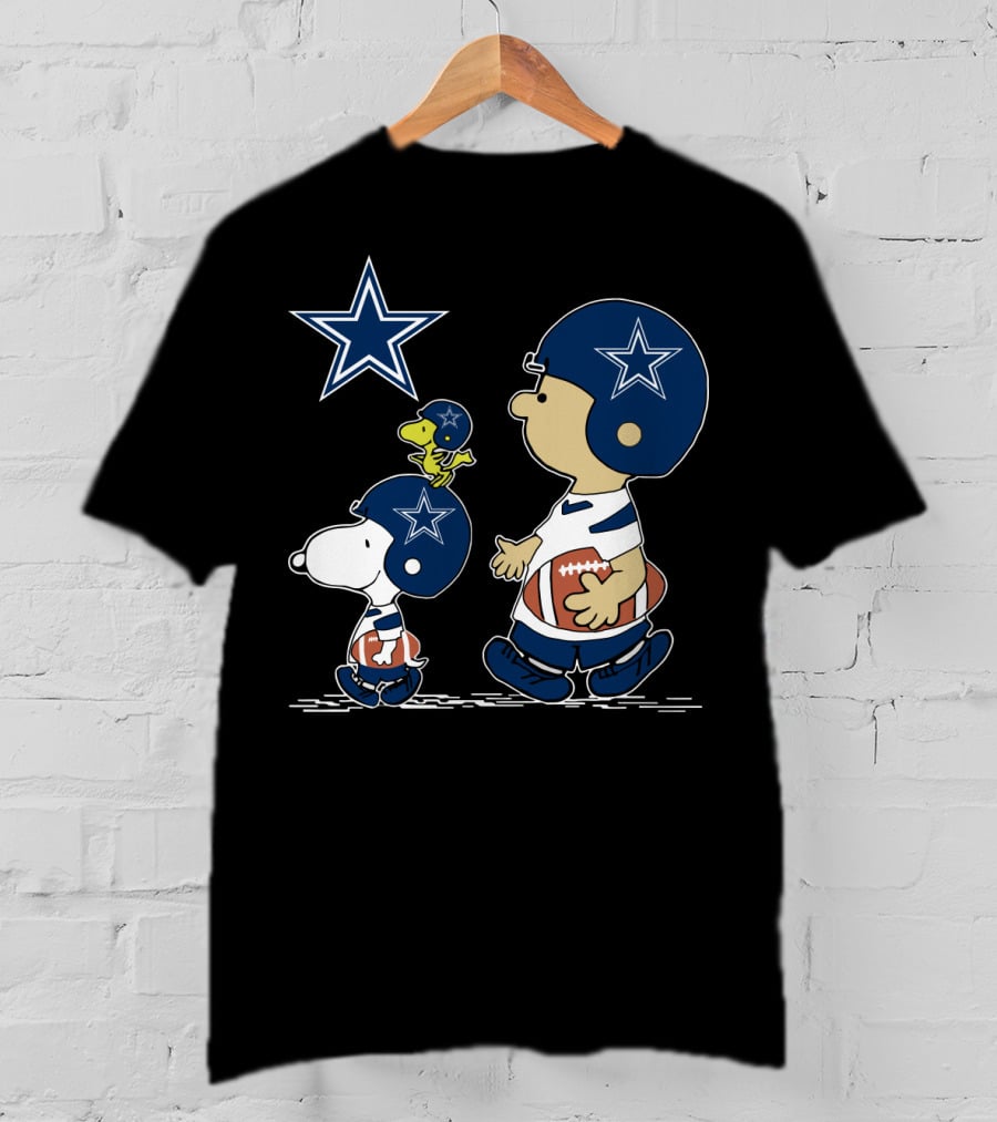 Dallas Cowboys Christmas Peanuts Cute Football Characters T-Shirt