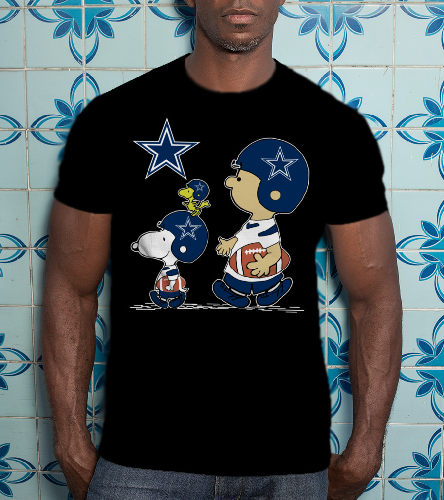 Dallas Cowboys Christmas Peanuts Cute Football Characters T-Shirt