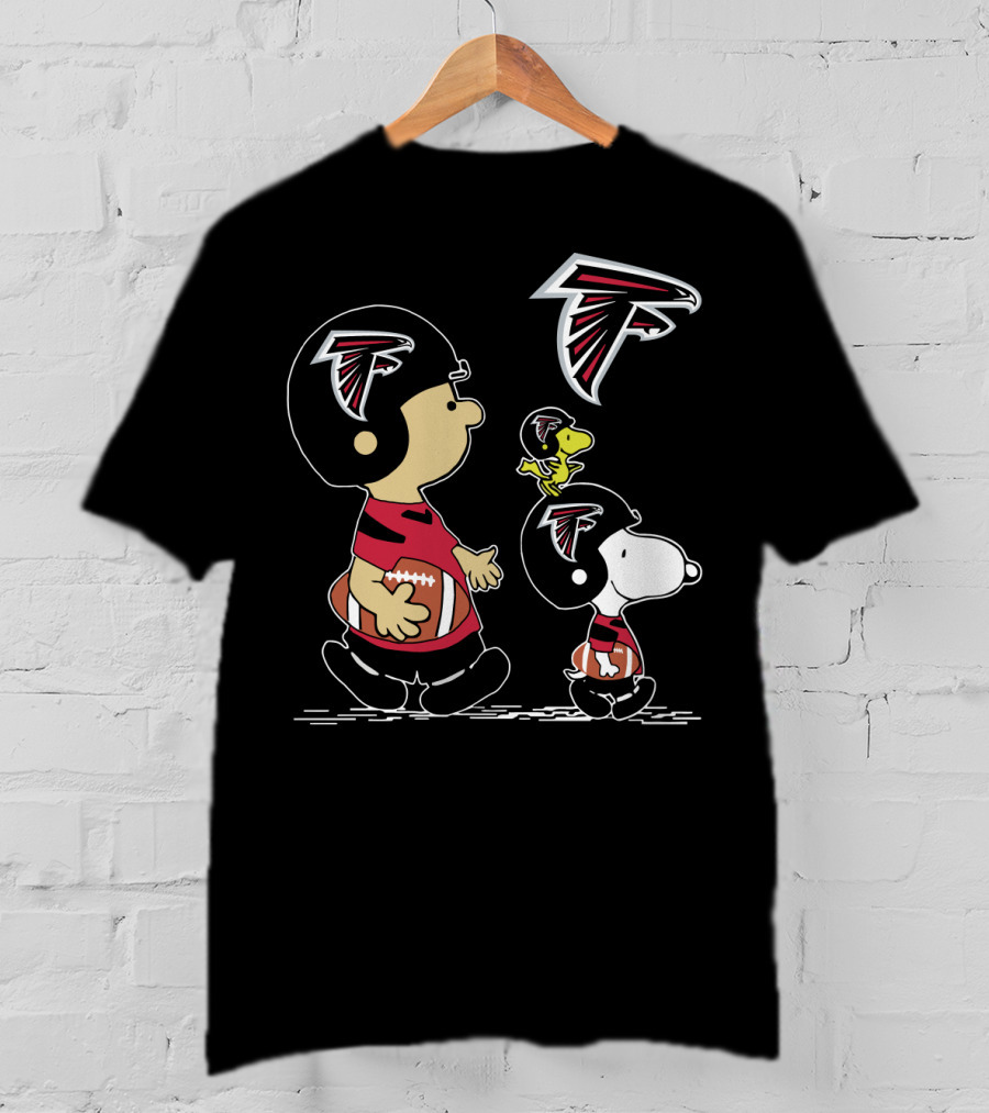 Peanuts Christmas Atlanta Falcons Football Charlie Brown Snoopy Woodstock T-Shirt
