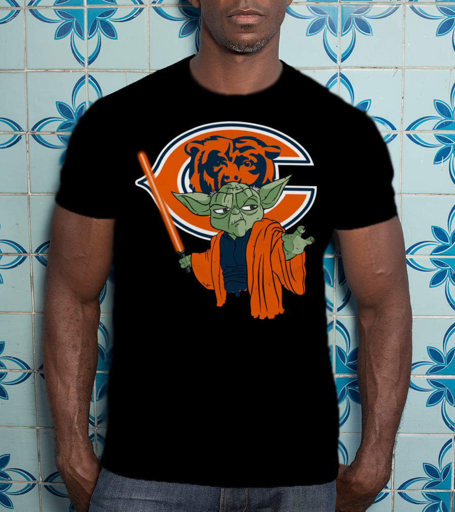 Chicago Bears Yoda Orange Lightsaber T-Shirt