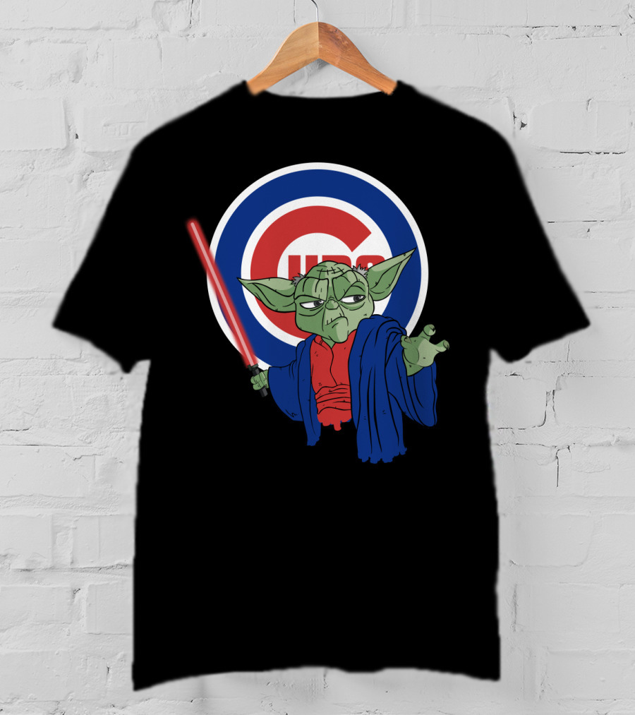 Cubs Yoda With Lightsaber And Chicago Cubs T-Shirt
