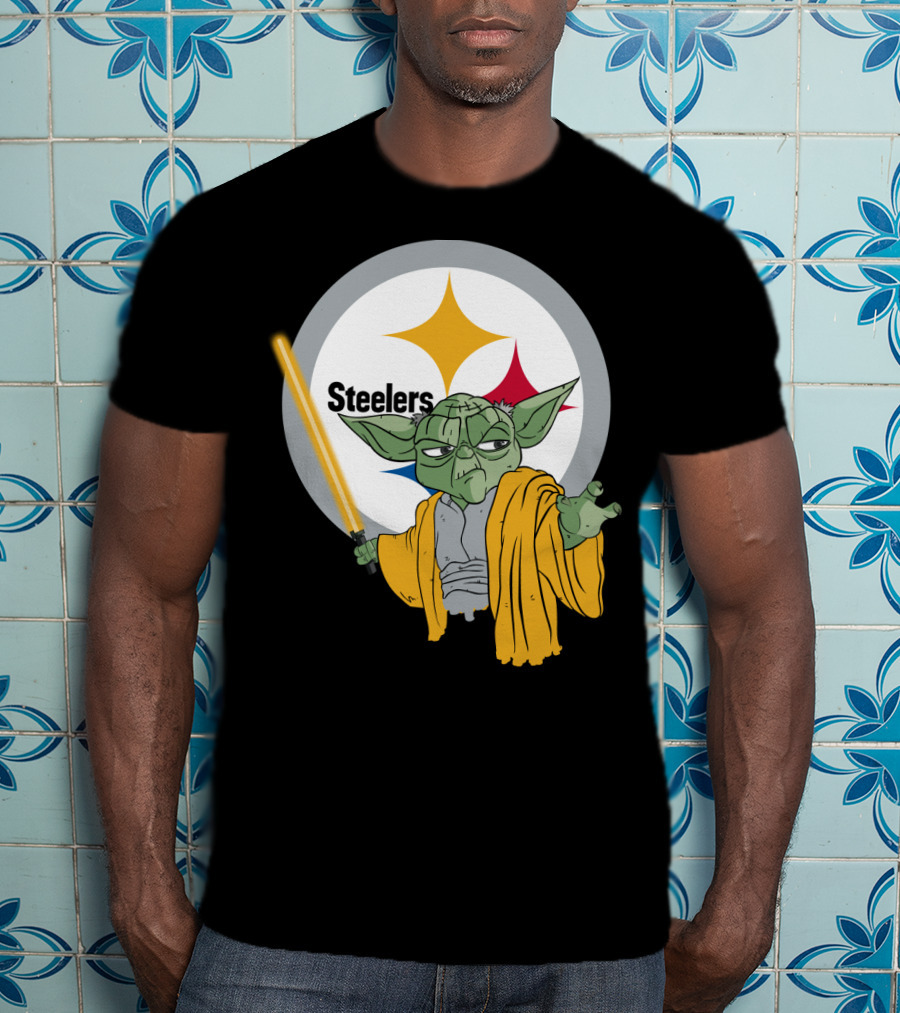 Steelers Yoda Star Wars Crossover With Lightsaber T-Shirt
