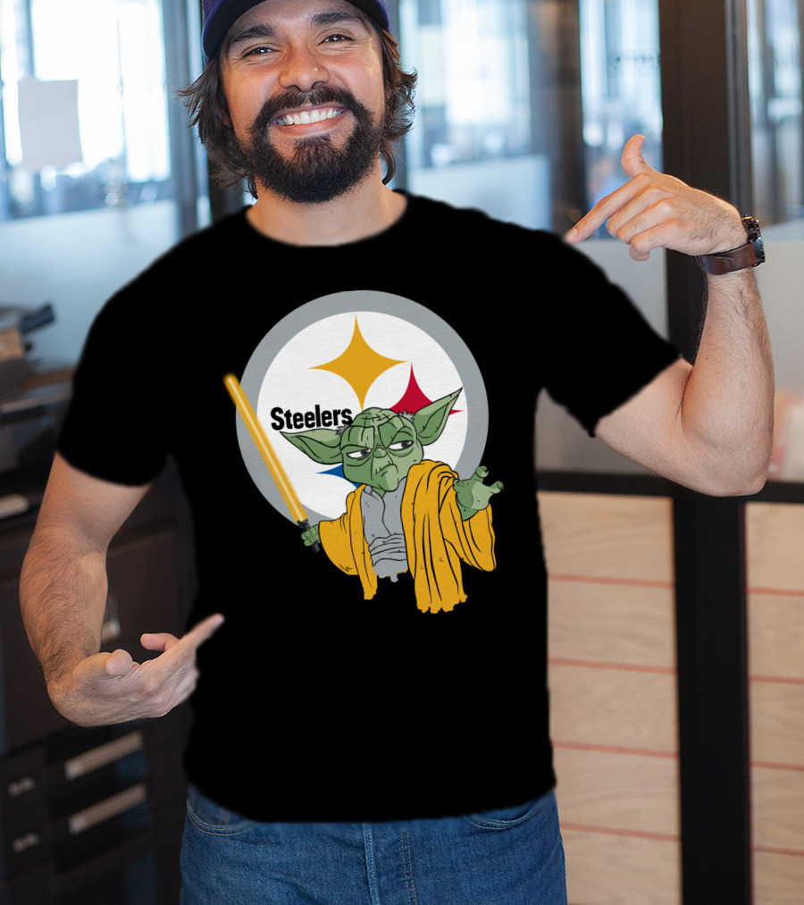 Steelers Yoda Star Wars Crossover With Lightsaber T-Shirt