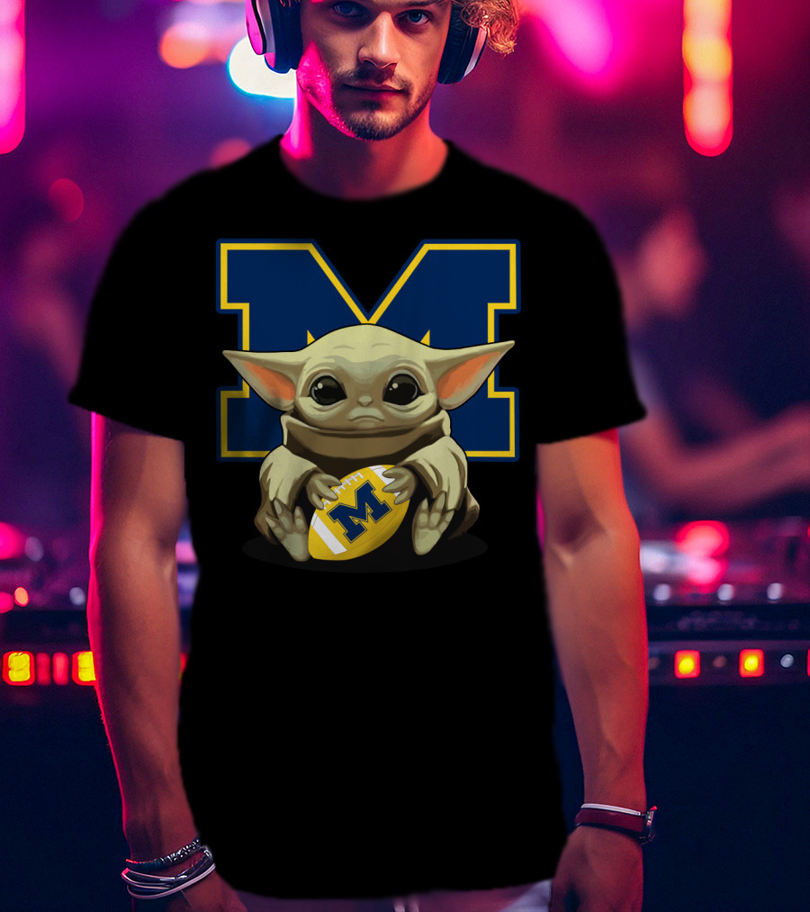 Yoda Baby M Wolverines Football T-Shirt