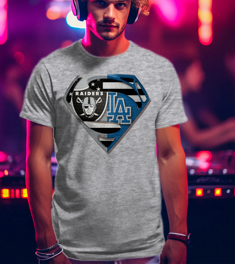 Raiders La Logo Crossover Superman Shield T-Shirt