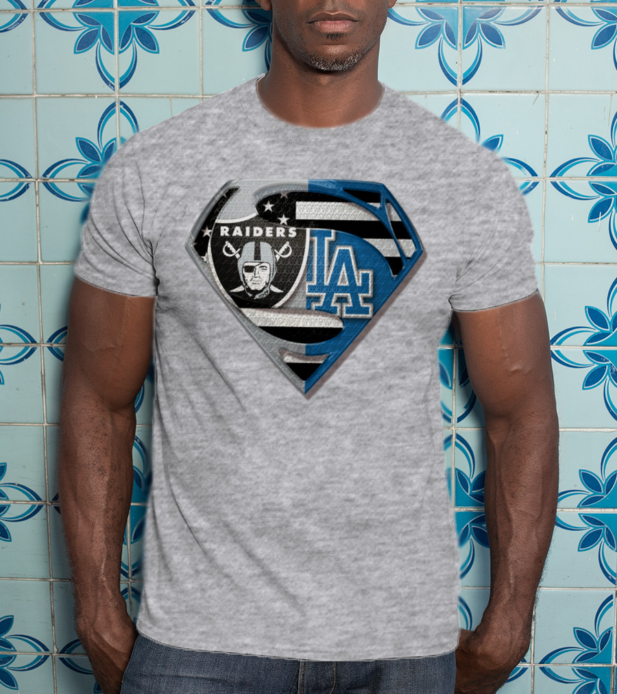 Raiders La Logo Crossover Superman Shield T-Shirt